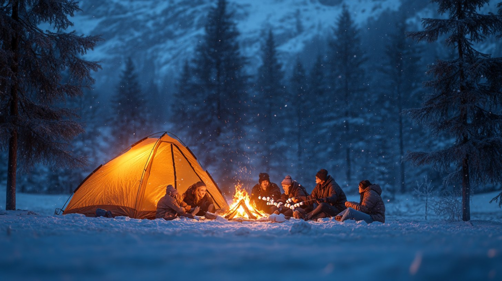 Camper l'hiver sous la neige