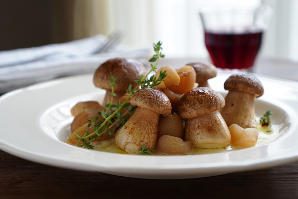 Cèpes de Bordeaux dans une assiette gastronomique