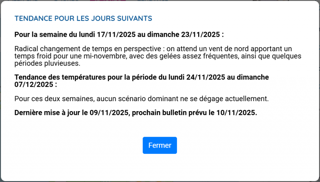 Tendances Météo France pour novembre 2025