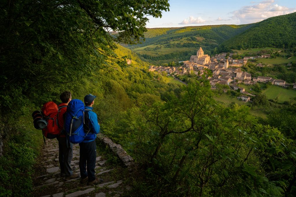 Conques depuis le chemin de Saint-Jacques de Compostelle