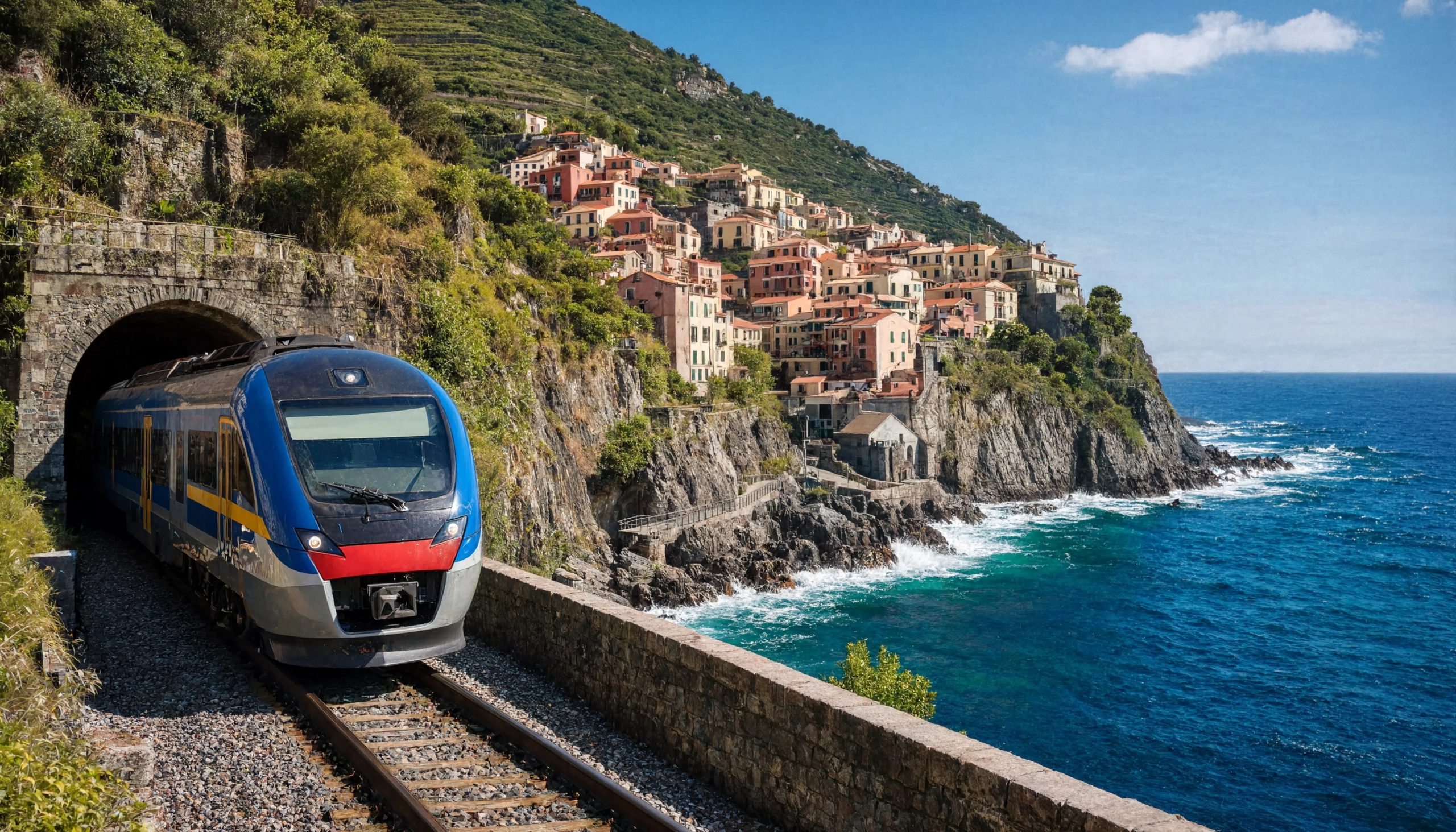 Le train Cinque Terre Express reliant les villages le long de la côte